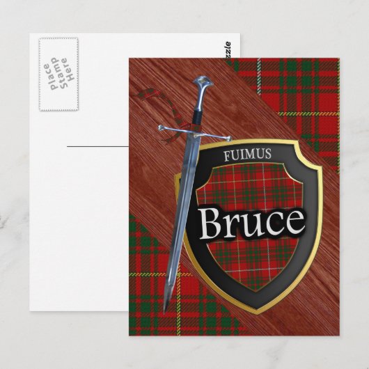 Clan Bruce Tartan Sword & Shield Briefkaart (Voorkant / Achterkant)