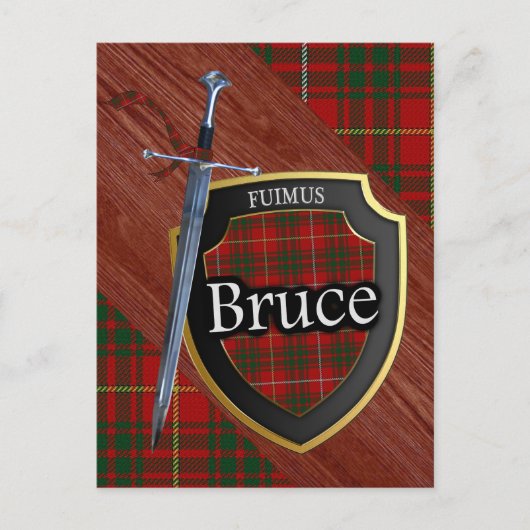 Clan Bruce Tartan Sword & Shield Briefkaart (Voorkant)