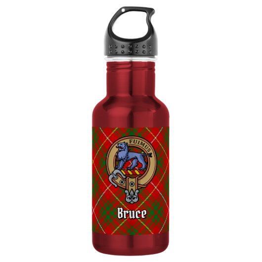 Clan Bruce Wapen over Tartan Waterfles (Voorkant)