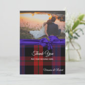 Clan Bruin Geplaagde Trouwfoto Dank u kaart (Staand voorkant)