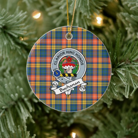 Clan Buchanan Ancient Badge Tartan Keramisch Ornament (Boom)