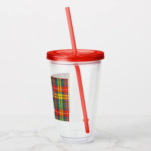 Clan Buchanan Crest Badge & Tartan Acryl Drinkbeker (Links)
