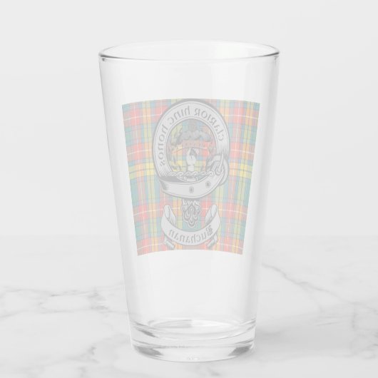 Clan Buchanan Crest Badge & Tartan Glas (Achterkant)