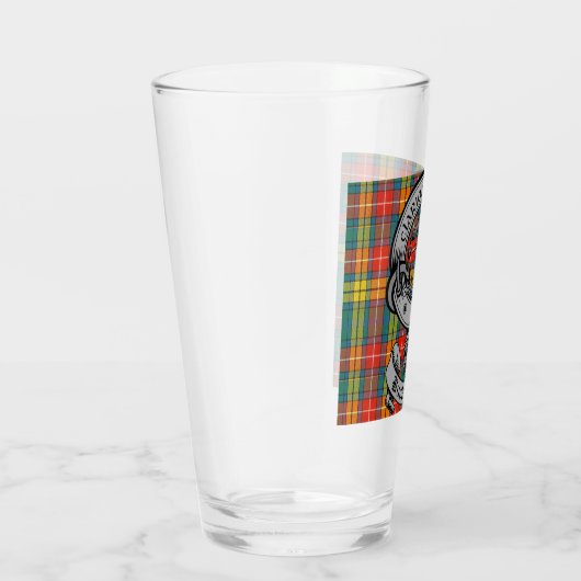 Clan Buchanan Crest Badge & Tartan Glas (Rechts)