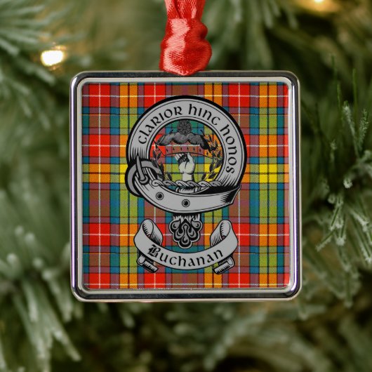 Clan Buchanan Crest Badge & Tartan Metalen Ornament (Boom)