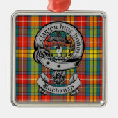 Clan Buchanan Crest Badge & Tartan Metalen Ornament (Voorkant)