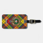 Clan Buchanan Crest over Tartan Bagagelabel (Voorkant horizontaal)