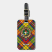 Clan Buchanan Crest over Tartan Bagagelabel (Voorkant verticaal)