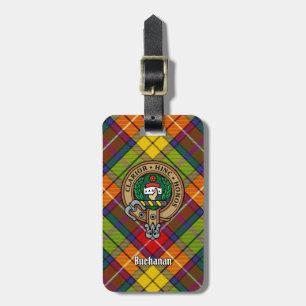 Clan Buchanan Crest over Tartan Bagagelabel