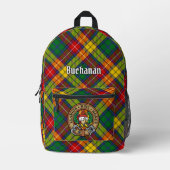 Clan Buchanan Crest over Tartan Bedrukte Rugzak (Voorkant)