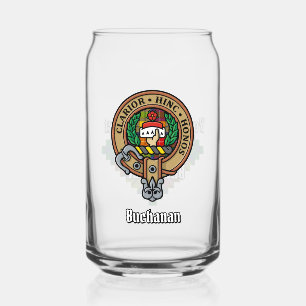 Clan Buchanan Crest over Tartan Blikvorm Glas