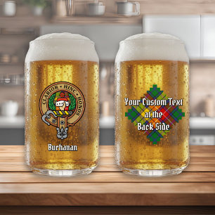 Clan Buchanan Crest over Tartan Blikvorm Glas
