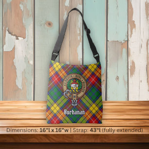 Clan Buchanan Crest over Tartan Crossbody Tas