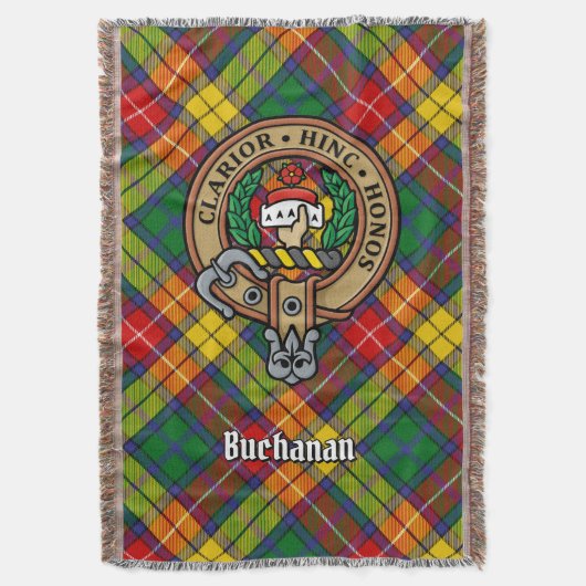 Clan Buchanan Crest over tartan Deken (Voorkant Verticaal)