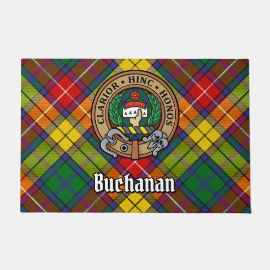 Clan Buchanan Crest over Tartan Deurmat (Voorkant)