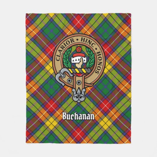 Clan Buchanan Crest over Tartan Fleece Deken (Voorkant)