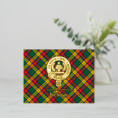 Clan Buchanan Crest over Tartan Folie Uitnodiging Briefkaart (Staand Voorkant)