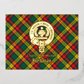 Clan Buchanan Crest over Tartan Folie Uitnodiging Briefkaart (Voorkant)