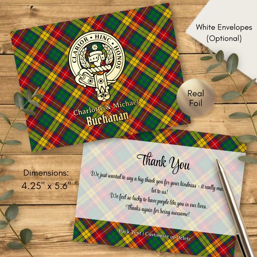 Clan Buchanan Crest over Tartan Folie Uitnodiging Briefkaart