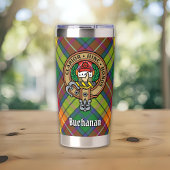 Clan Buchanan Crest over Tartan Geïsoleerde Drinkbeker