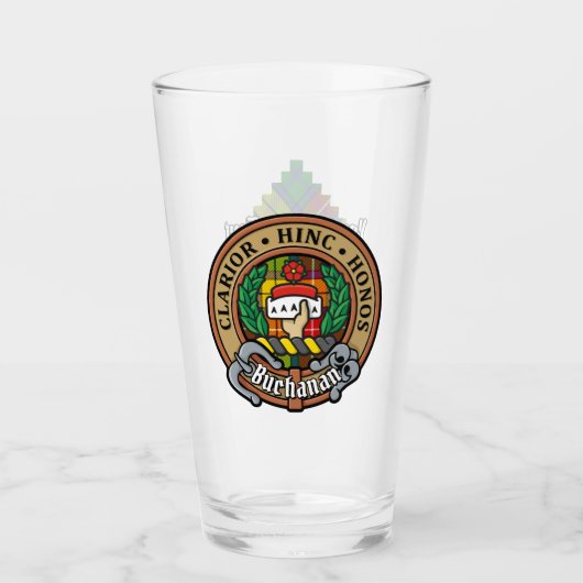 Clan Buchanan Crest over Tartan Glas (Voorkant)