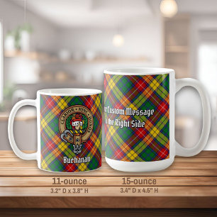 Clan Buchanan Crest over Tartan Koffiemok