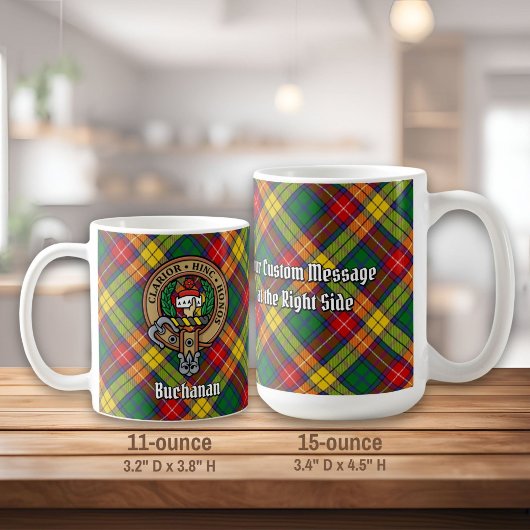 Clan Buchanan Crest over Tartan Koffiemok