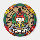 Clan Buchanan Crest over Tartan Magneet (Voorkant)