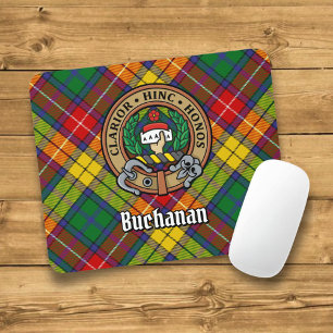 Clan Buchanan Crest over Tartan Muismat