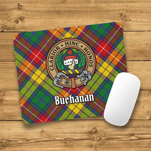 Clan Buchanan Crest over Tartan Muismat