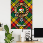 Clan Buchanan Crest over Tartan Poster (Thuiskantoor)