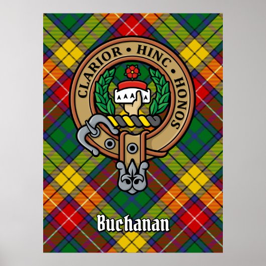 Clan Buchanan Crest over Tartan Poster (Voorkant)