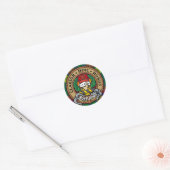Clan Buchanan Crest over Tartan Ronde Sticker (Envelop)