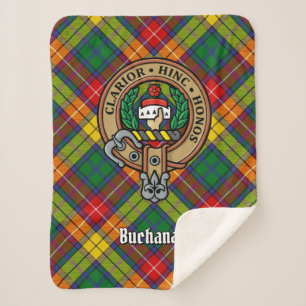 Clan Buchanan Crest over Tartan Sherpa Deken