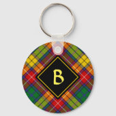 Clan Buchanan Crest over Tartan Sleutelhanger (Voorkant)