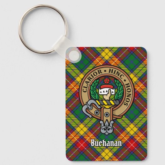 Clan Buchanan Crest over Tartan Sleutelhanger (Voorkant)