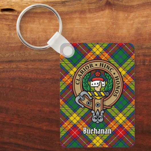 Clan Buchanan Crest over Tartan Sleutelhanger (Voorkant)