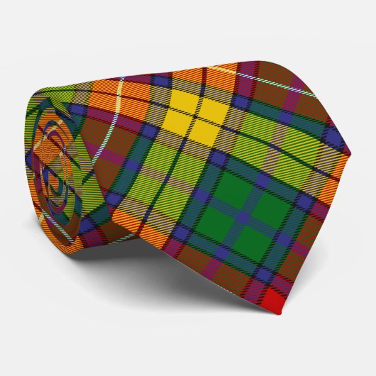 Clan Buchanan Crest over Tartan Stropdas (Opgerold)