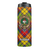Clan Buchanan Crest over Tartan Thermosbeker (Voorkant)