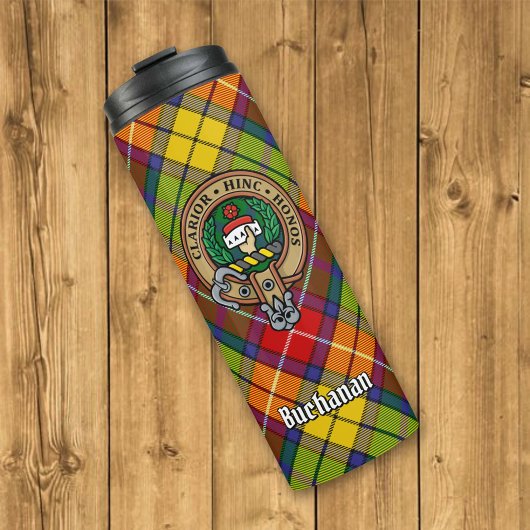 Clan Buchanan Crest over Tartan Thermosbeker