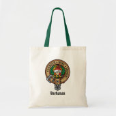 Clan Buchanan Crest over Tartan Tote Bag (Voorkant)