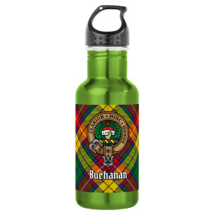 Clan Buchanan Crest over tartan Waterfles