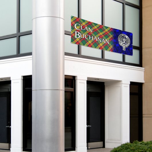 Clan Buchanan Crest & Tartan Banner (Buitenkant Gebouw)