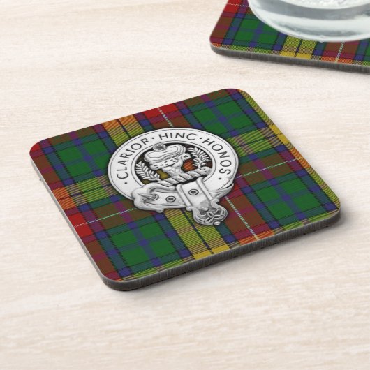 Clan Buchanan Crest & Tartan Bier Onderzetter (Linkerzijde)