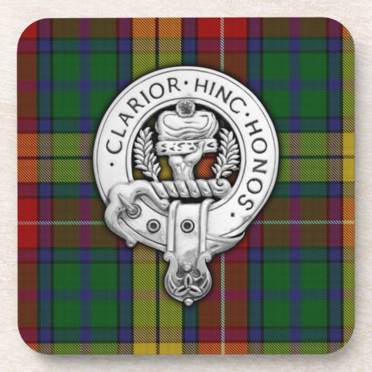 Clan Buchanan Crest & Tartan Bier Onderzetter (Voorkant)
