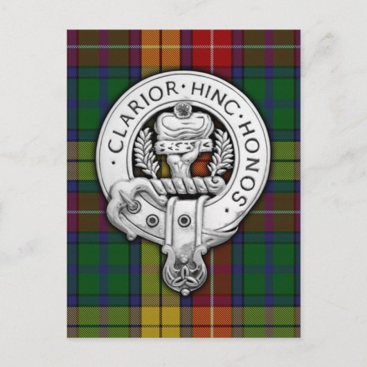 Clan Buchanan Crest & Tartan Briefkaart (Voorkant)