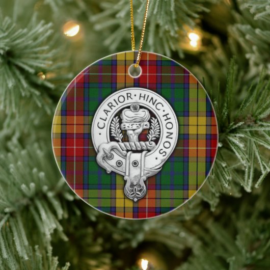 Clan Buchanan Crest & Tartan Keramisch Ornament (Boom)
