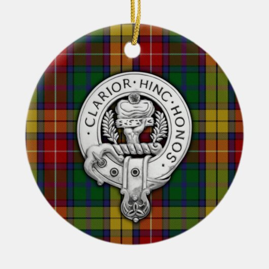 Clan Buchanan Crest & Tartan Keramisch Ornament (Voorkant)