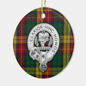 Clan Buchanan Crest & Tartan Keramisch Ornament (Links)