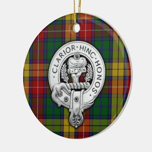 Clan Buchanan Crest & Tartan Keramisch Ornament (Links)